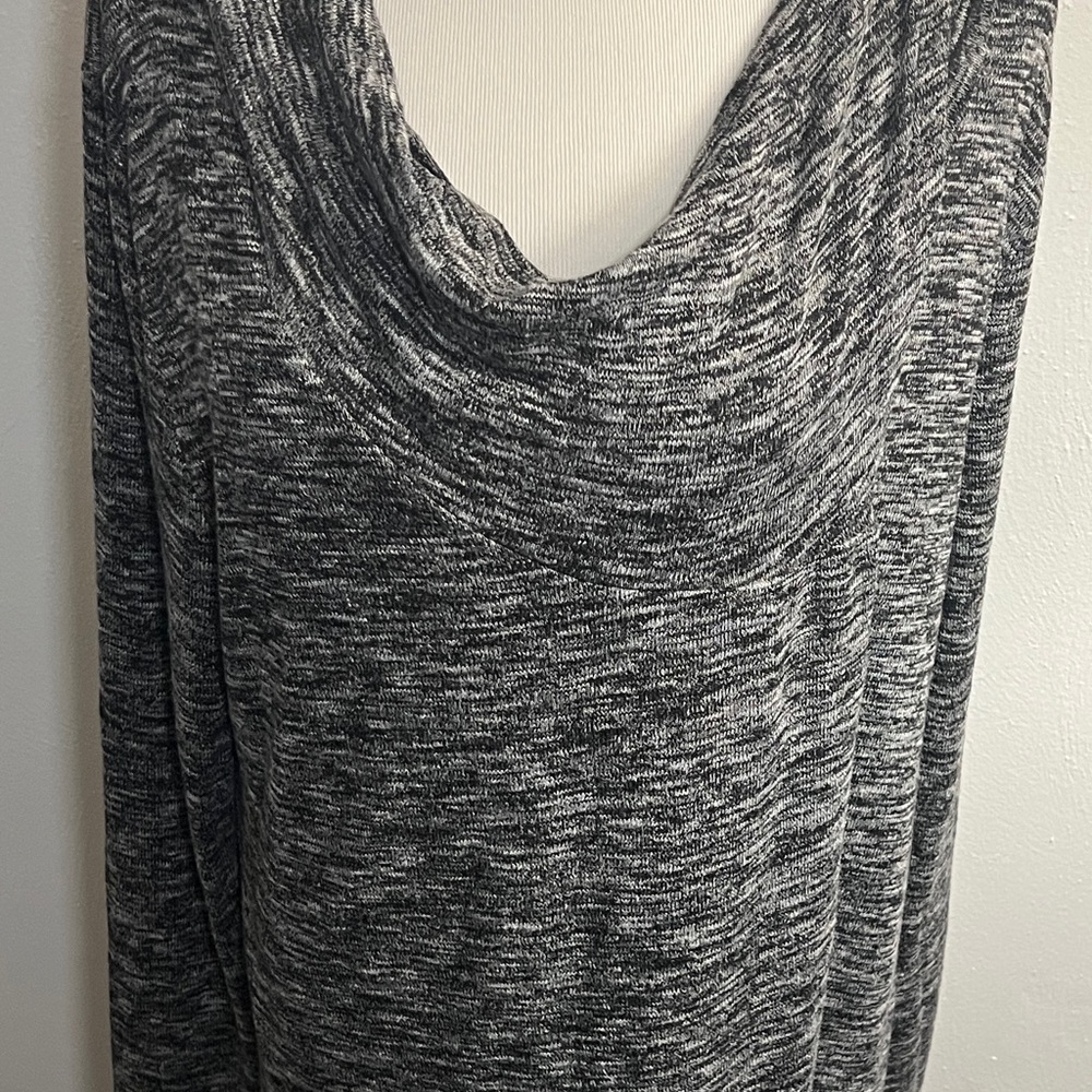 Soft‎ Surroundings Gray Marled Draped Wrap Tunic Pullover Sweater Size XL A10